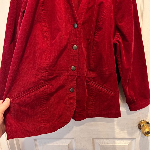 CJ Banks Womens Maroon Fine Corduroy Button Front Jacket Plus Size 2X Stretch - Picture 4 of 8